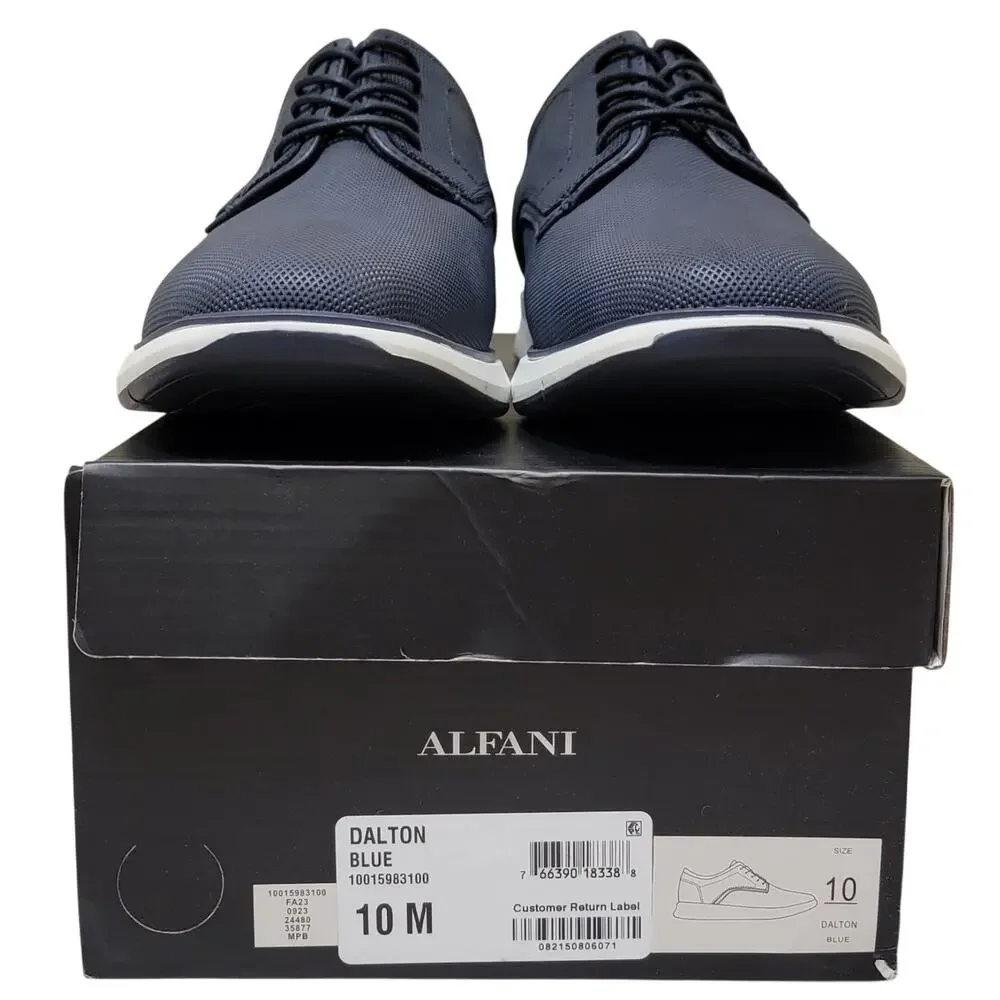 Alfani Men Plain Toe Oxford Sneakers Dalton Size US 10M Navy Blue Faux Leather